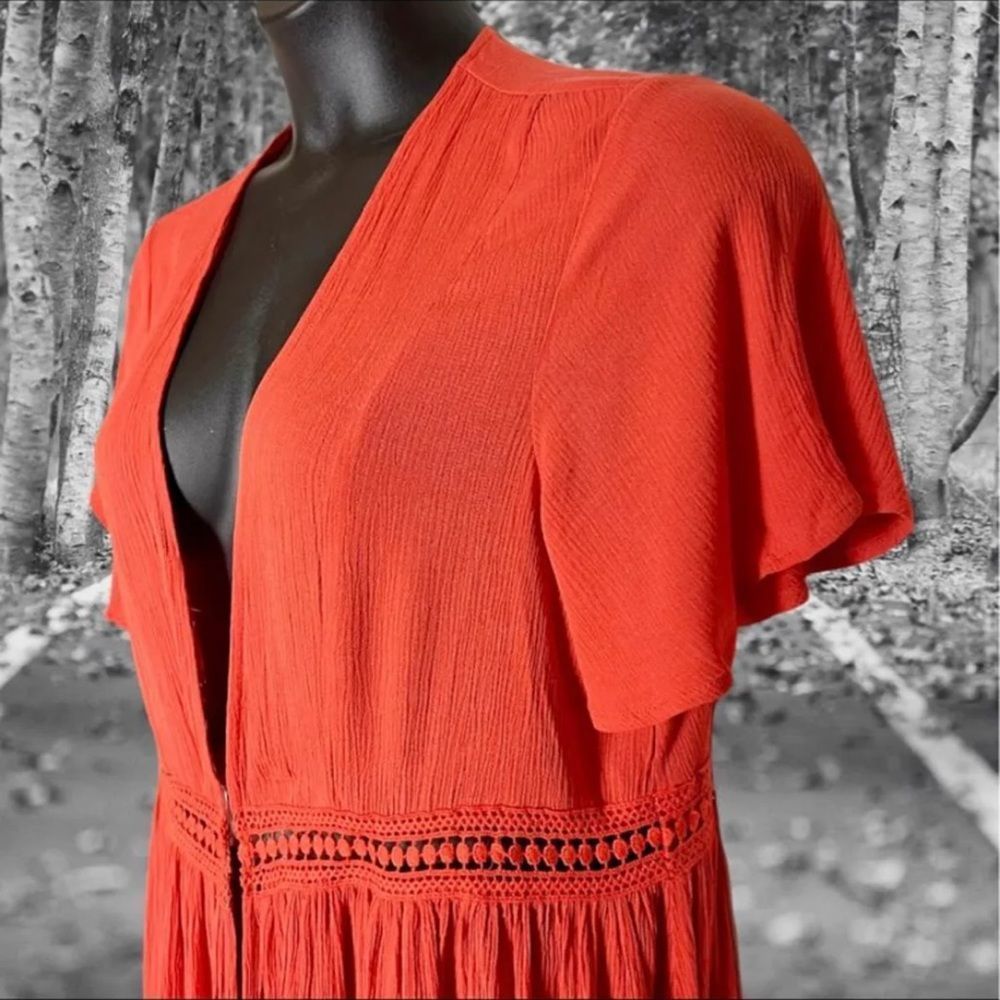 TORRID ORANGE GAUZE CROCHET DUSTER KIMONO Size 2 2XL 18/20 & 0 Large 12 NWT - Picture 7 of 12